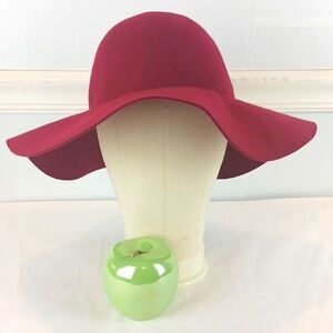 Vintage 100% Wool Maroon, Wide Brim Floppy Hat, Boho